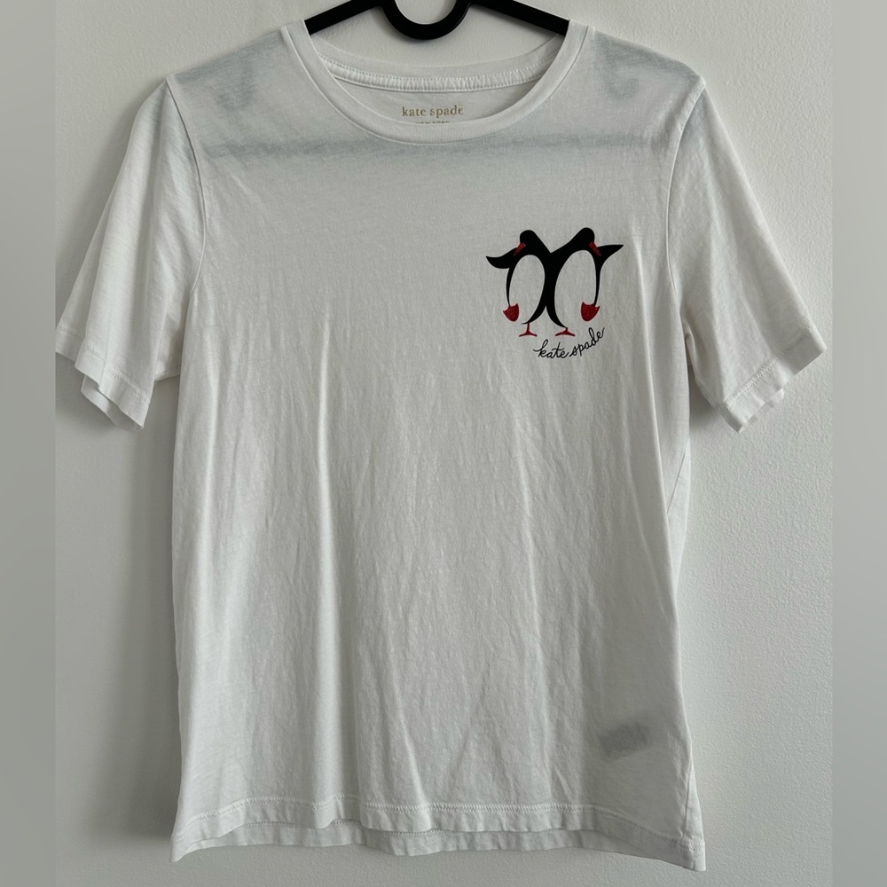 EUC XS Kate Spade Women’s tee white with penguins